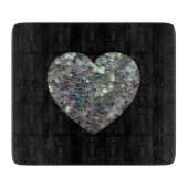 Sparkly Silver Mosaic Heart Snijplank (Voorkant)