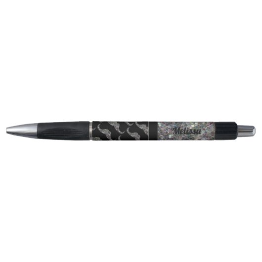 Sparkly Silver Mosaic Mustache patroon aanpassen Pen (Voorkant)