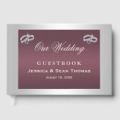 Sparkly Silver Rings & Burgandy Wedding Gastenboek (Voorkant)