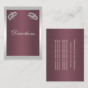 Sparkly Silver Rings & Burgandy Wedding Informatiekaartje