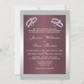 Sparkly Silver Rings & Burgandy Wedding Kaart (Voorkant)
