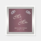 Sparkly Silver Rings & Burgandy Wedding Servet (Voorkant)