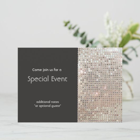 Sparkly Silver Sequins Festive Fun Party Kaart (Staand voorkant)