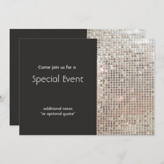 Sparkly Silver Sequins Festive Fun Party Kaart (Voorkant / Achterkant)