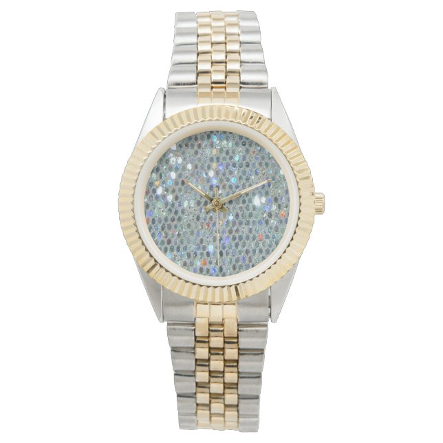 Sparkly Silver Slipper Glitzy Bling Horloge (Voorkant)