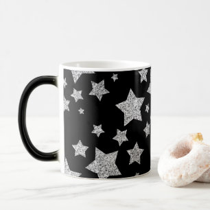 Sparkly Silver Stars Kerst feestdagen Magische Mok