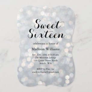 Sparkly Silver Sweet 16 Anniversaire Invitation