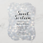 Sparkly Silver Sweet 16 Birthday Invitation Kaart (Voorkant / Achterkant)