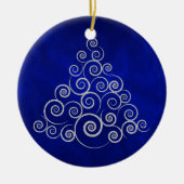 Sparkly Silver Swirl Holiday Tree Keramisch Ornament (Voorkant)