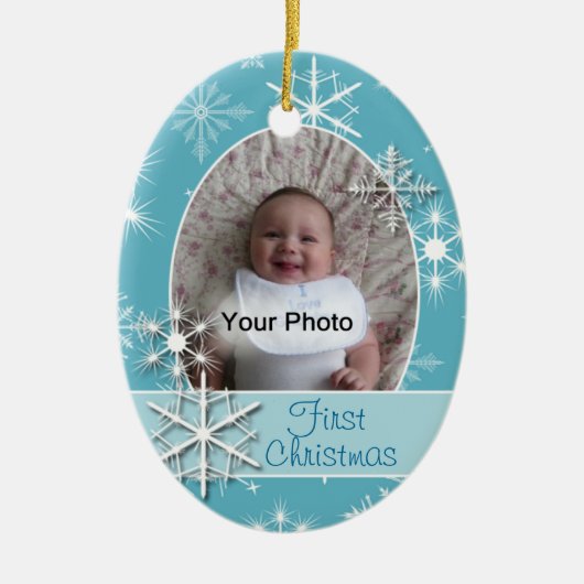 Sparkly Sneeuwvlokken Foto Kerstmis Ornament (Voorkant)