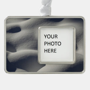 Sparkly Snow Mounds Abstracte Natuur Verzilverd Kader Ornament