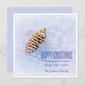 Sparkly Snow Pinecone Kerstmis Feestdagenkaart (Voorkant / Achterkant)