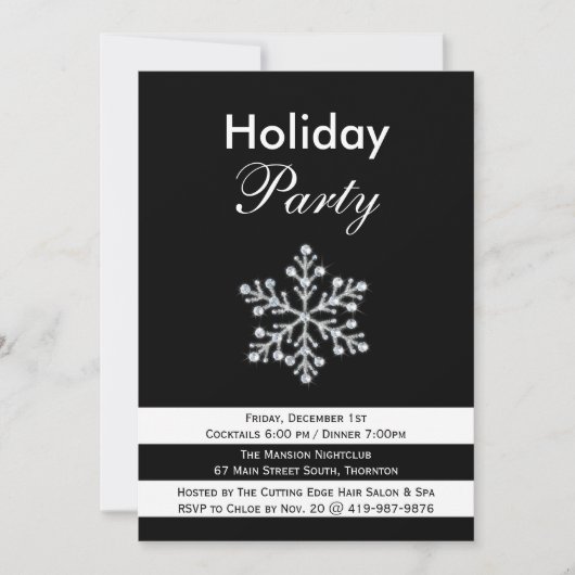 Sparkly Snowflake Corporate Holiday Party nodigt u Kaart (Voorkant)