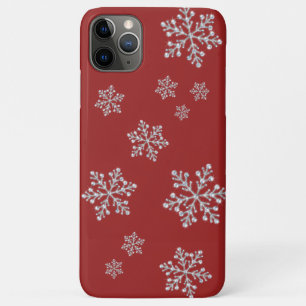 Sparkly Snowflakes op Cranberry Red iPhone Case