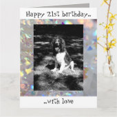 Sparkly springer spaniel 21ste verjaardagskaart kaart (Gele Bloem)