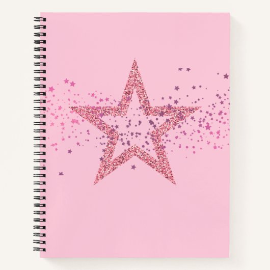 Sparkly Star Baby Pink pretty Notitieboek (Voorkant)