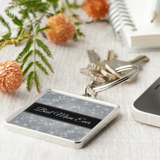 Sparkly Star Silver Best Mam Sleutelhanger (Zijkant)