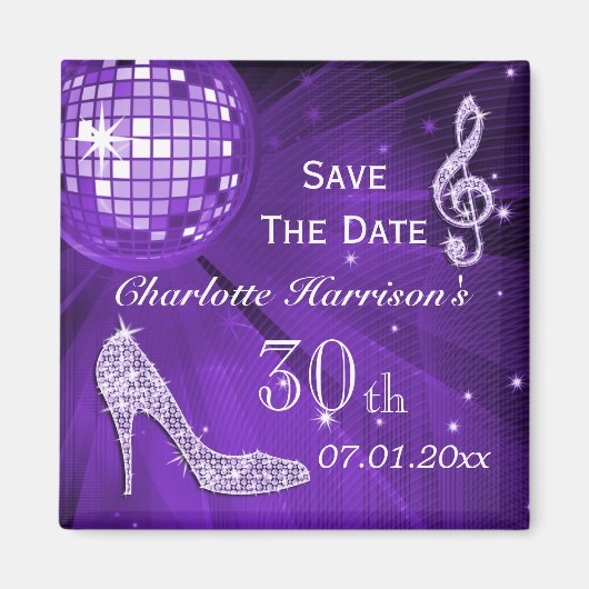Sparkly Stiletto Heel 30e verjaardag Save The Date Magneet (Voorkant)