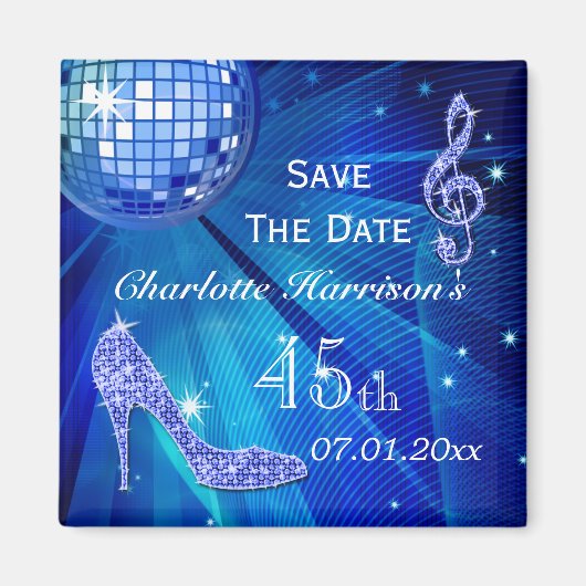 Sparkly Stiletto Heel 45th Verjaardag Save The Dat Magneet (Voorkant)