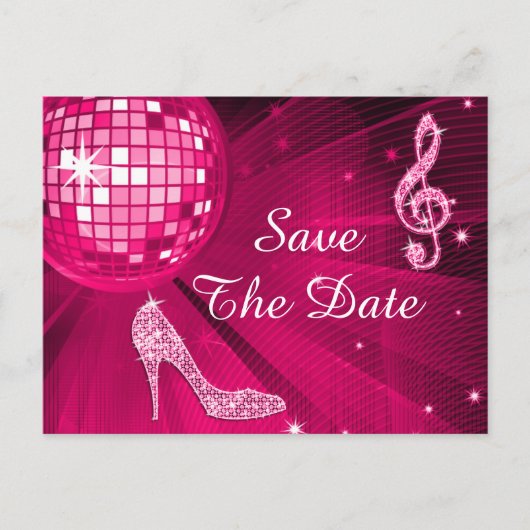 Sparkly Stiletto Heel 65th Birthday Save The Date Aankondigingskaart (Voorkant)