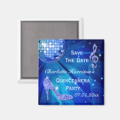 Sparkly Stiletto Heel Quinceañera Save The Date Magneet (Voorkant / Achterkant)