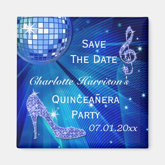 Sparkly Stiletto Heel Quinceañera Save The Date Magneet (Voorkant)