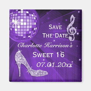 Sparkly Stiletto Heel Sweet 16 Save The Date Magneet