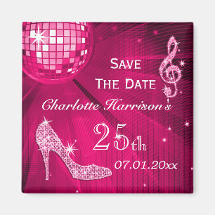 Sparkly Stiletto Hiel 25th Birthday Save the Date Magneet