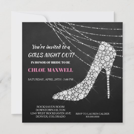 Sparkly Stilleto Bachelorette Party Invitation (Devant)