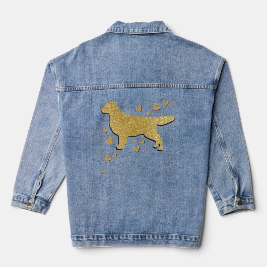 SPARKLY THANG Golden Retriever faux metallic Denim Jacket (Achterkant)