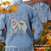 SPARKLY THANG Samoyed spitz lapy faux metallic Denim Jacket