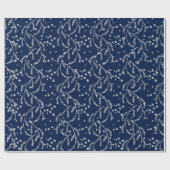Sparkly Twilight Blue Navy Laurel Silver Diamonds Cadeaupapier (Vlak)