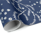 Sparkly Twilight Blue Navy Laurel Silver Diamonds Cadeaupapier (Rol Hoek)