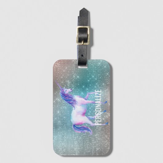 Sparkly Unicorn Bagagelabel (Voorkant (verticaal))