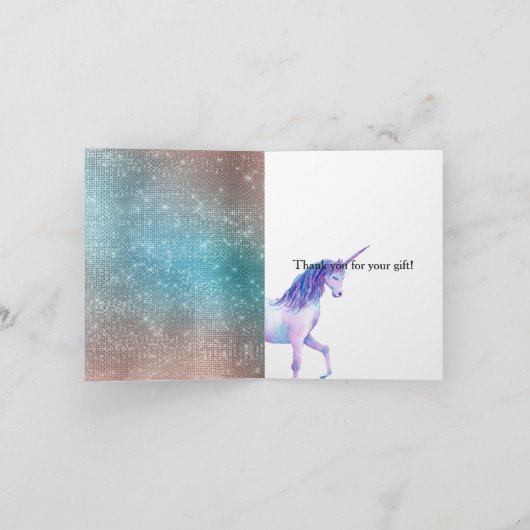 Sparkly Unicorn Bedankkaart (Binnen)