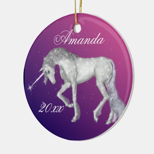Sparkly Unicorn Fantasy Keramisch Ornament (Links)