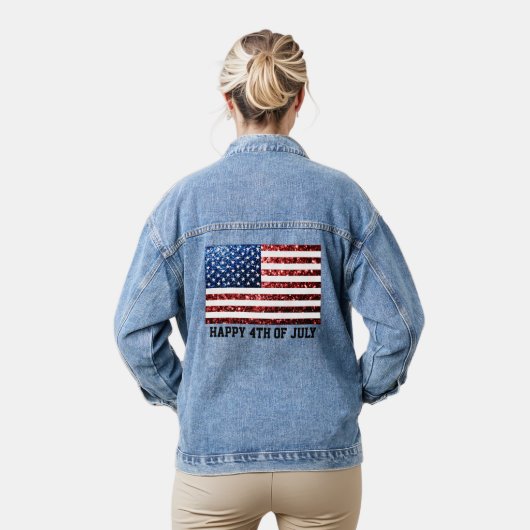 Sparkly USA vlag faux sparkle 4 juli Denim Jacket (Model)