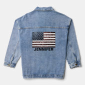 Sparkly USA vlag faux sparkle  Jouw naam Denim Jacket (Achterkant)