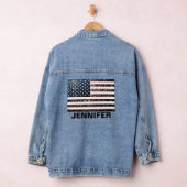 Sparkly USA vlag faux sparkle  Jouw naam Denim Jacket (Hangar)