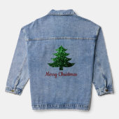 Sparkly Vrolijke Kerstboom groene glinsteringen Denim Jacket (Achterkant)