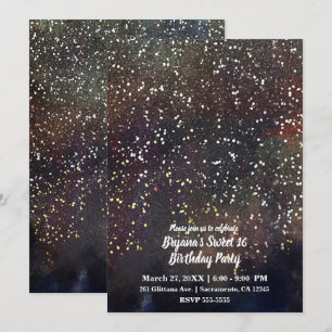 Sparkly Waterverf Earthy Rustic Modern Glam Party Kaart