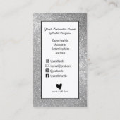 Sparkly White Silver Glitter Key Fob Crafter Busin Visitekaartje (Achterkant)