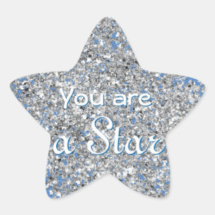 Sparkly Zilveren Bevestigingsster Ster Sticker