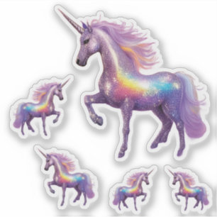Sparkly Zilveren Eenhoorn Regenboog Glitter Set va Sticker