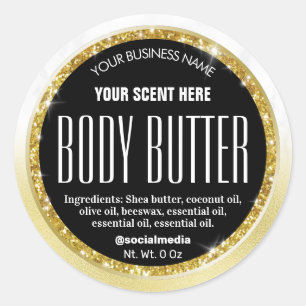 Sparkly Zwart Goud Marmeren Body Butter Labels