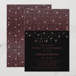 Sparkly Zwart Roze Glitter Sequins Bachelorette Kaart
