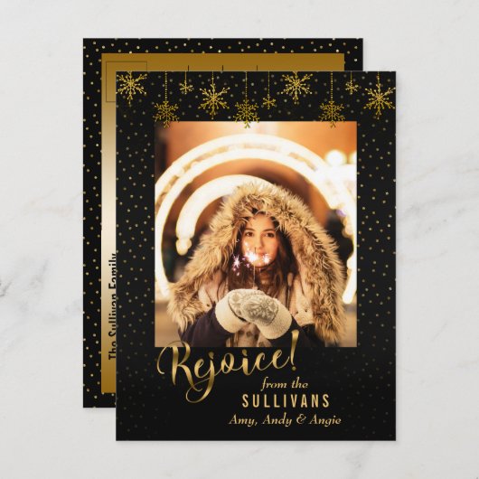Sparkor Snowflake Rejoice Carte photo (Devant / Derrière)