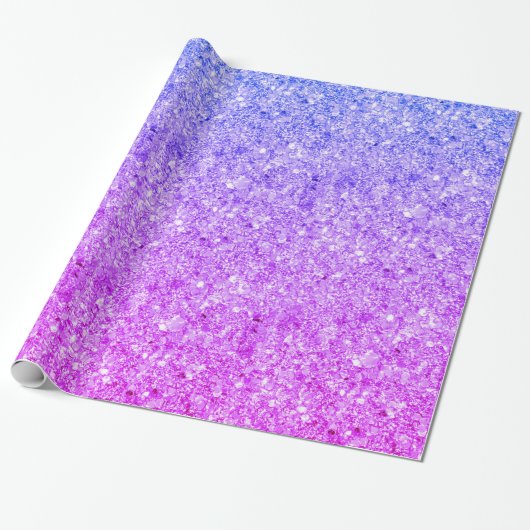 Sparks blauw en roze glitter cadeaupapier (Uitgerold)