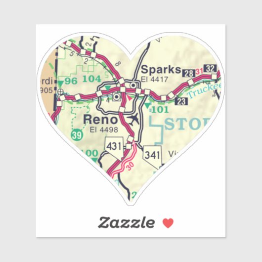 Sparks NV en Reno  Map Sticker (Vel)