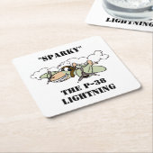 "Sparky" de Cartoon P-38 Lightning Vierkante Kartonnen Onderzetter (Schuin)